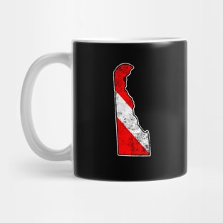 Delaware Dive Flag Scuba Diving State Map Dive Flag Distressed Mug